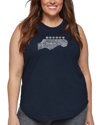 Plus Size Guitar Head Word Art Tank Top