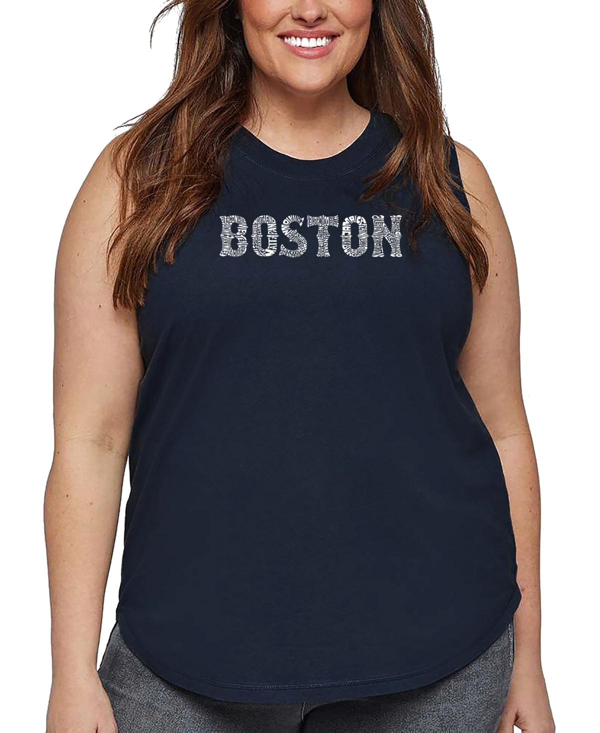La Pop Art Plus Size Crazy Little Thing Called Love Word Art Tank Top In Blue