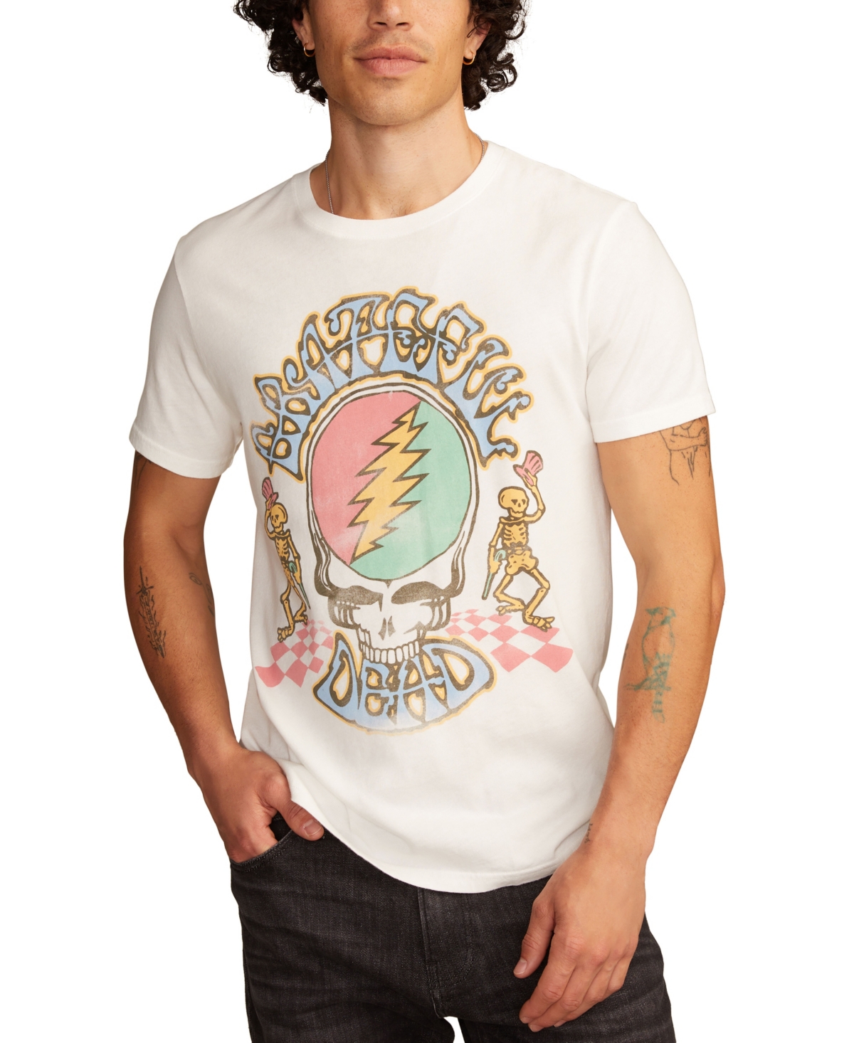 Men's Grateful Dead Skull Short Sleeve T-Shirt - Marshmallow