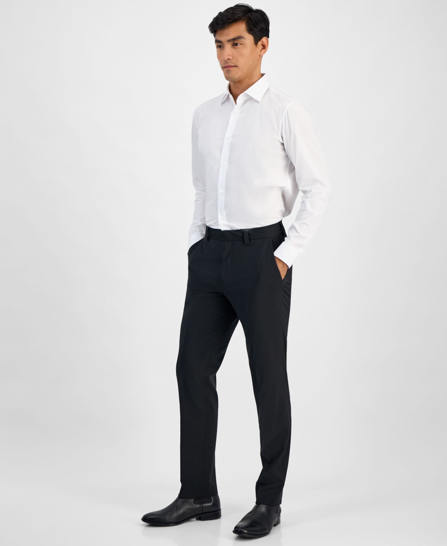 Men's Modern-Fit Solid Wool-Blend Suit Separate Pants