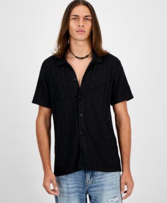 GUESS - Men's Tristan Short Sleeve Textured Button-Front Shirt