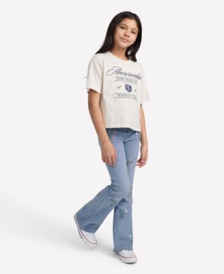 Girls High-Rise Floral Embroidered Flared Jeans