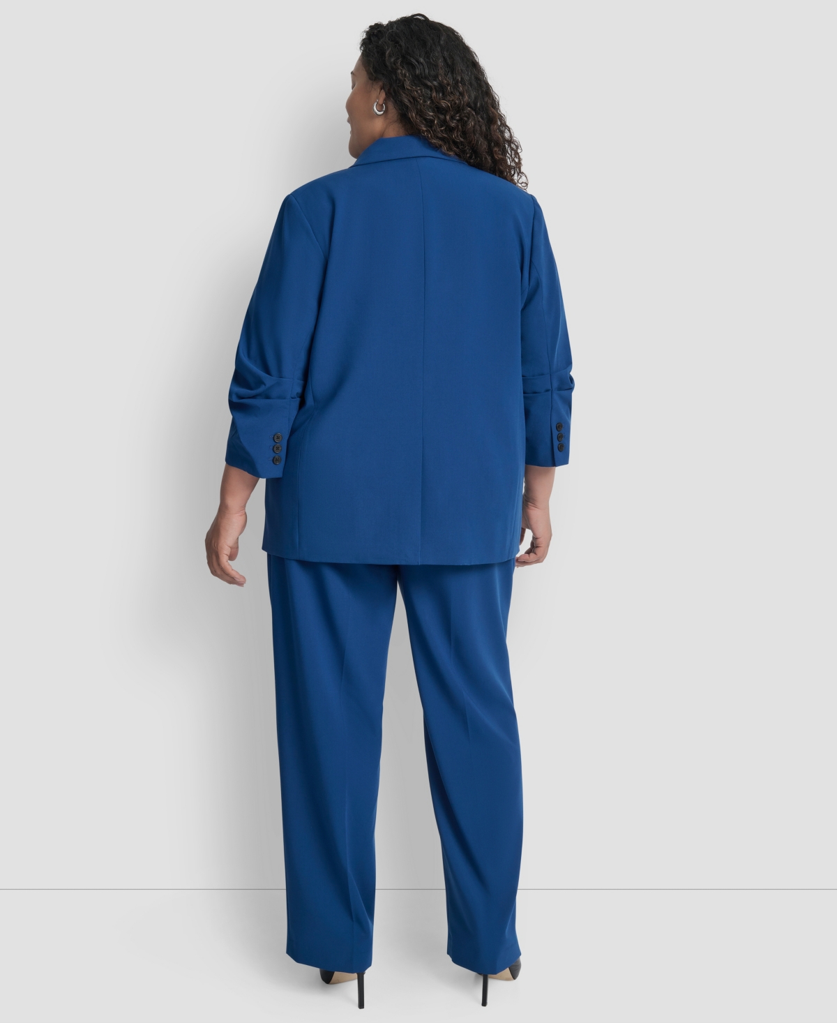 Dkny Plus Size Notch Collar Jacket In Blue