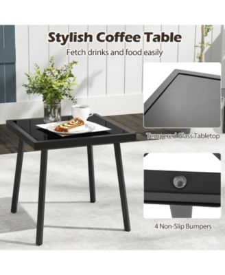 3-Piece Patio PE Wicker Bistro Set with Quick-Drying Cushions and Coffee Table for Outdoor Use