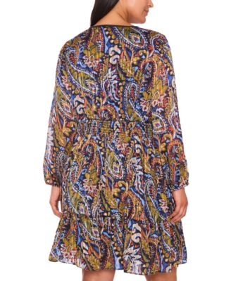 Plus Size Long Sleeve Babydoll Knee-Length Dress