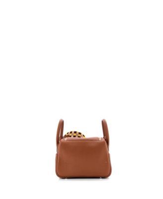 Pre-Owned Hermes Mini Lindy Quadrille Bag Clemence with Canvas