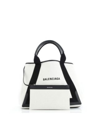 Medium Navy Cabas Canvas with Leather