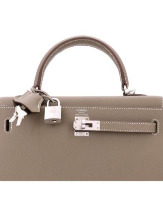 Pre-Owned Hermes Kelly 25 Handbag Grey Epsom with Palladium Hardware