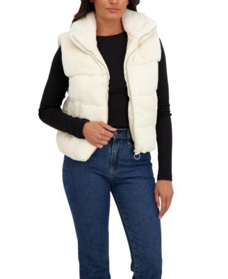 Women's Short Mix Media Puffer Vest