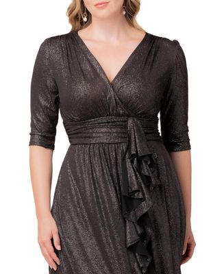 Plus Size Glimmer Ruffle Evening Gown