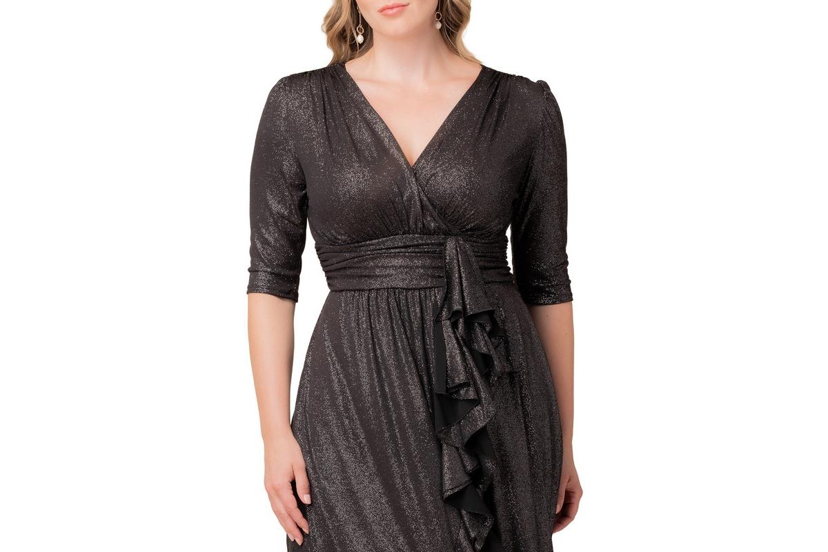 Kiyonna Plus Glimmer Ruffle Evening Gown