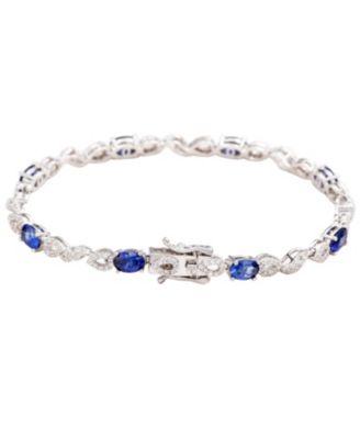 Suzy Levian Sterling Silver Oval-Cut Sapphire & Created White Sapphire Tennis Bracelet