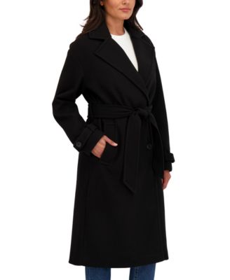 Women's Long Belted Oversized Double Breasted Faux Wool Coat