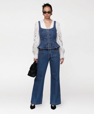 Women's Flare Leg Patch Pocket Denim Jeans