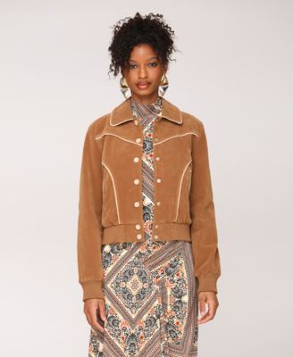 Women's Suede Combo Piping Western Jacket