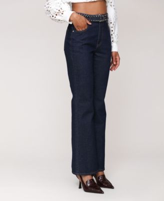 Women's Studded Belt High Rise Boot Cut Jeans