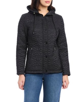 Women's Short Spade Flower Quilted Jacket W/ Hood