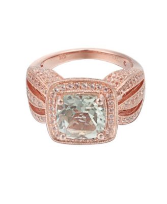 Suzy Levian Sterling Silver Cushion Cut Center Topaz Cocktail Ring