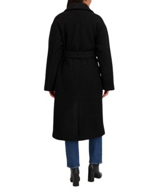 Women's Long Belted Boucle Wrap Coat