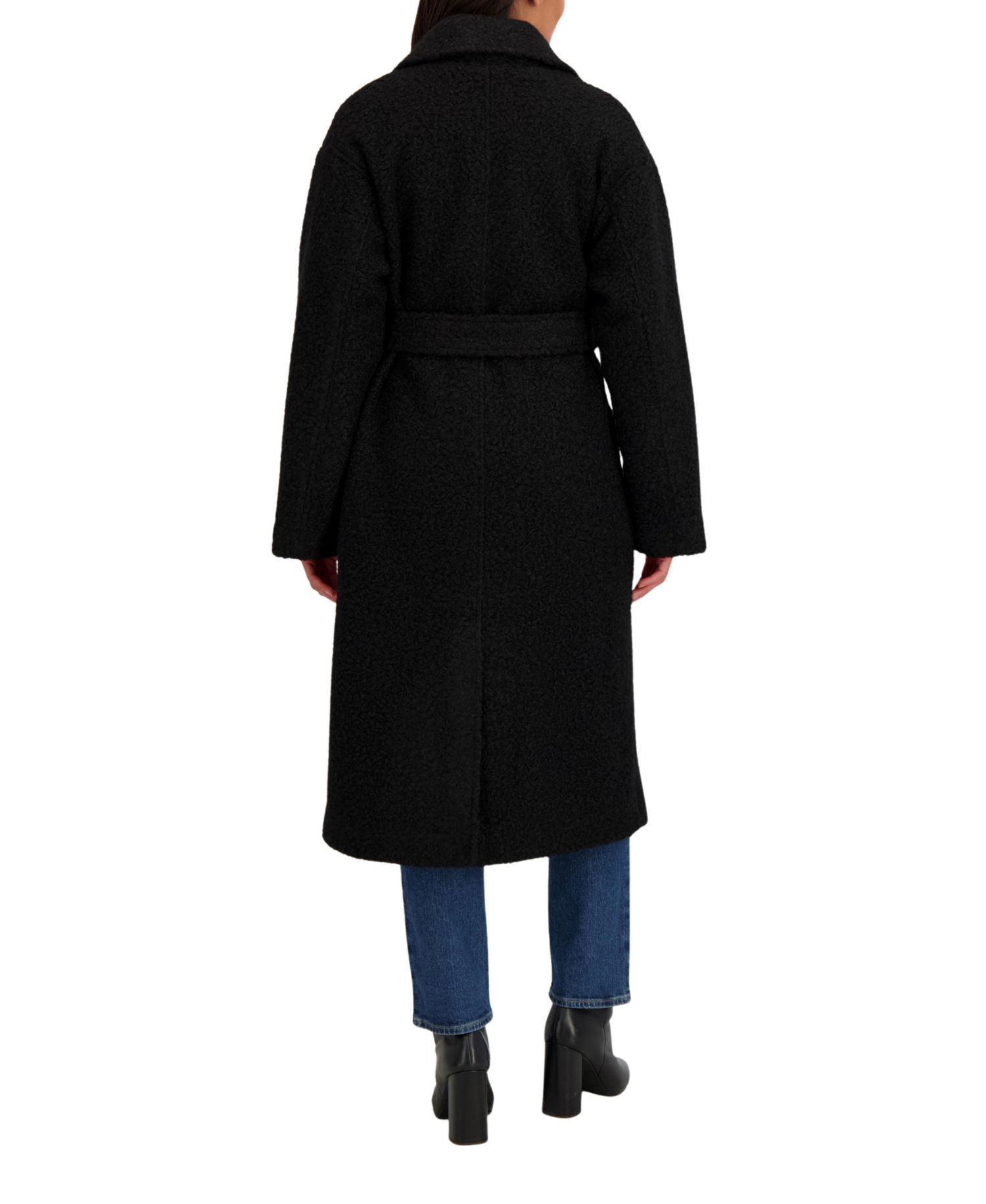 Women's Long Belted Boucle Wrap Coat