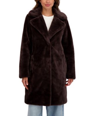 Women's Faux Fur Notch Collar 3/4 Coat