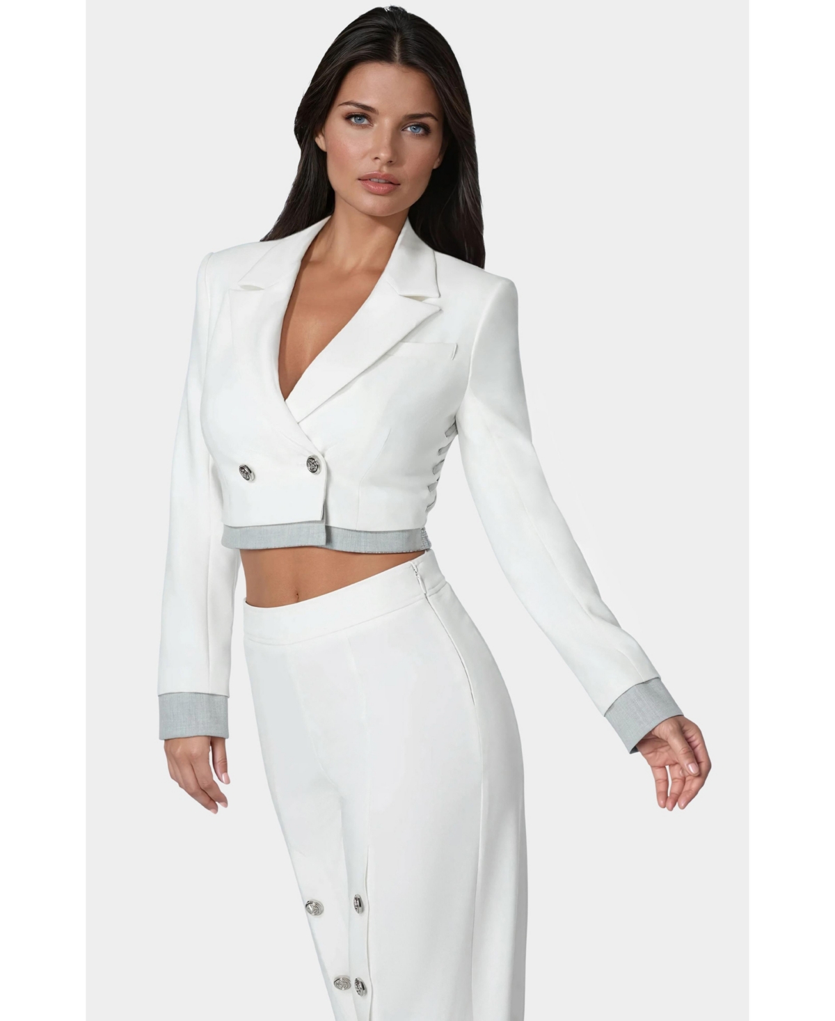 Bebe Cropped Eyelet Blazer