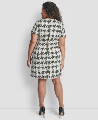 Plus Size Jewel Neck Rivets Sheath Short Dress