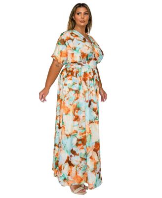 Women's Plus Size Minoa Floral Empire Waist Dress