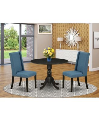3-Piece Dining Room Set with Round Table and 2 Wooden Chairs
