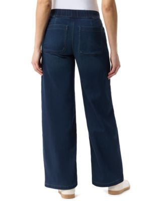 Women's Knit Drawstring Straight Denim Jeans