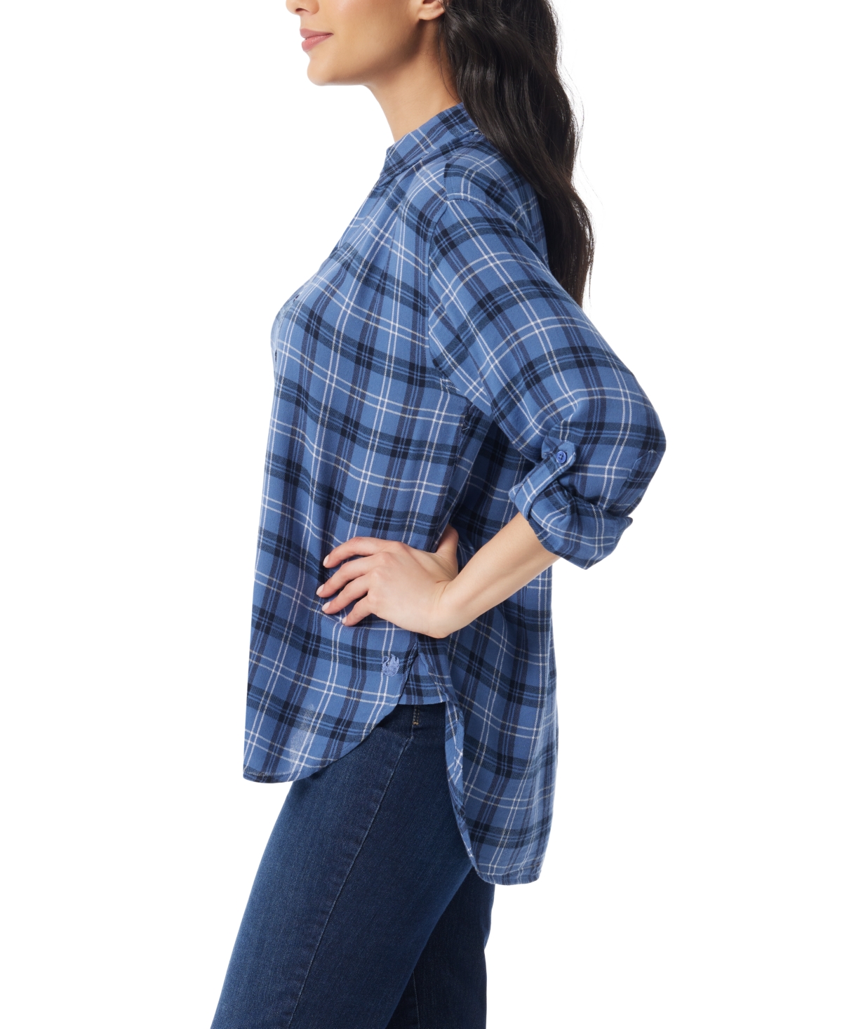 Gloria Vanderbilt Women's Amanda Roll-tab-sleeve Shirt In Blue