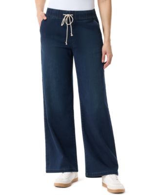 Women's Knit Drawstring Straight Denim Jeans