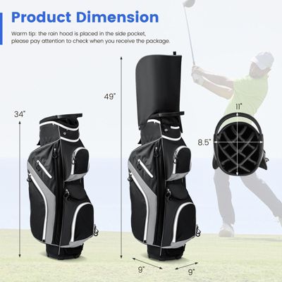 Gray Golf Cart Bag with 14-Way Top Dividers