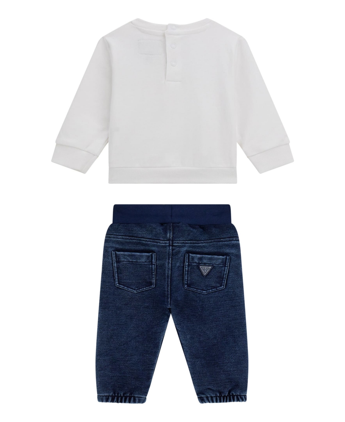 Guess Baby Boys 2-piece Active Top And Knit Denim Pant Set In Multi