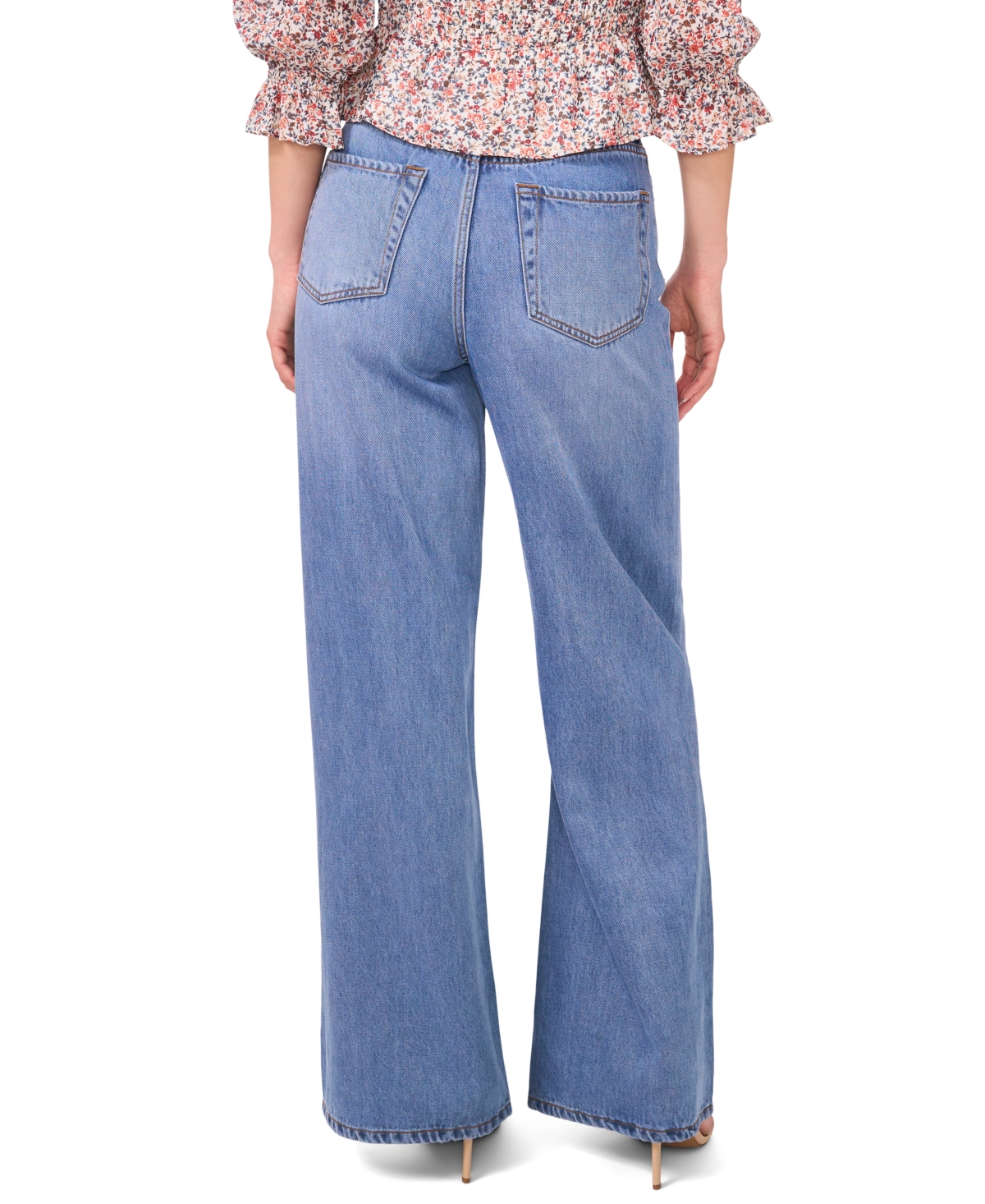 1.state High Waist Drawstring Wide Leg Jeans In Blue