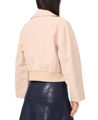 Women's Cropped Smocked Waist Trench Coat