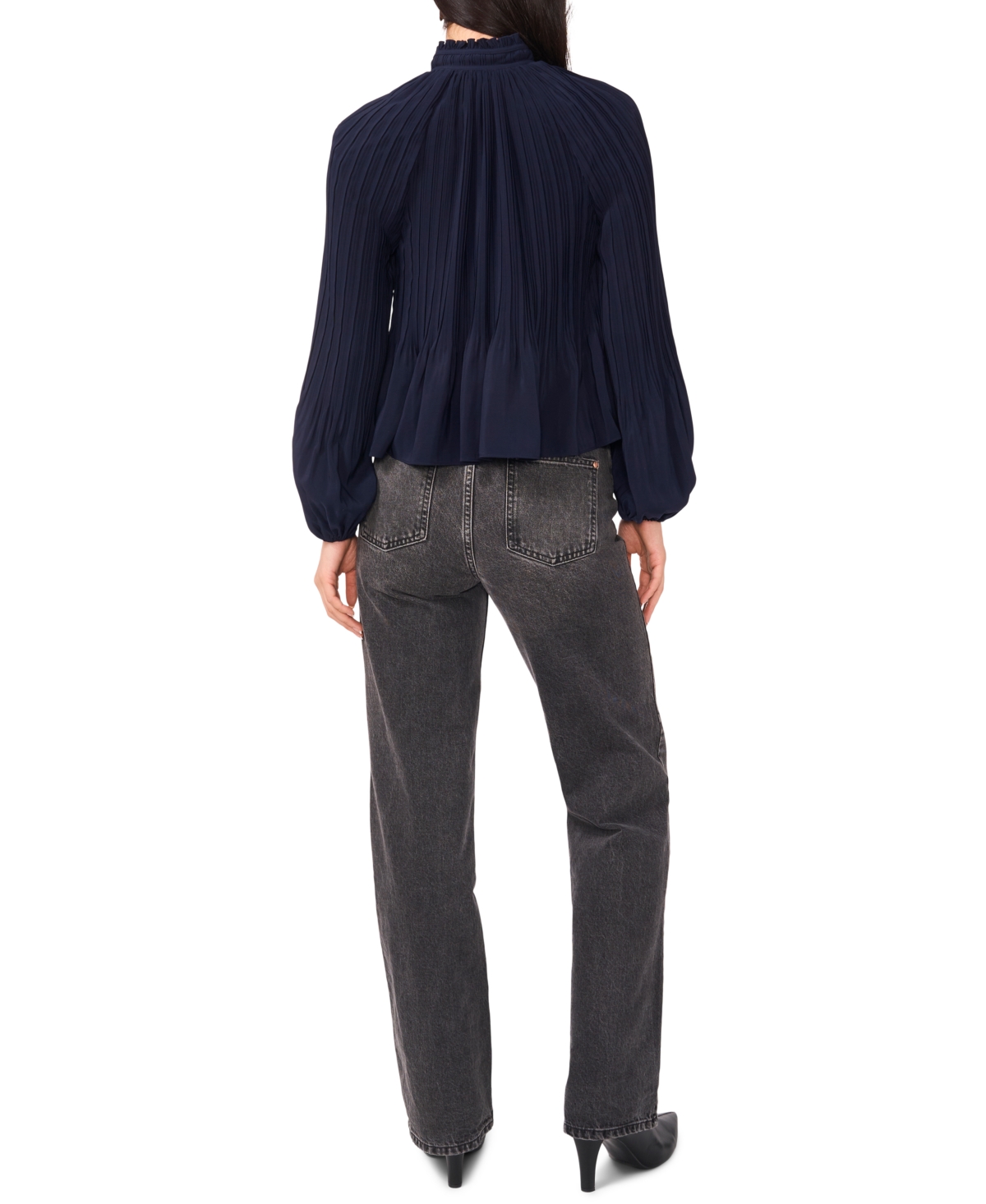1.state Women's Long Sleeve Pleat Blouse