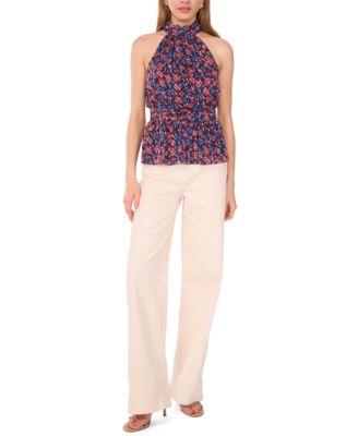 Women's Halter Neck Tie Back Sleeveless Top