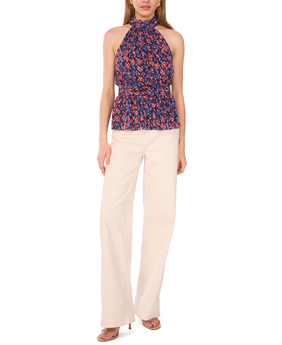 1.state Women's Halter Neck Tie Back Sleeveless Top In Purple