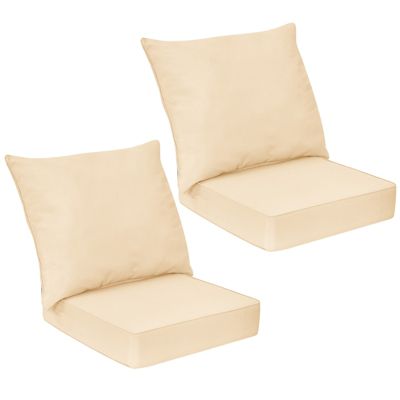2PCS Deep Seat Chair Cushion Pads Set Indoor/Outdoor with Rope Belts