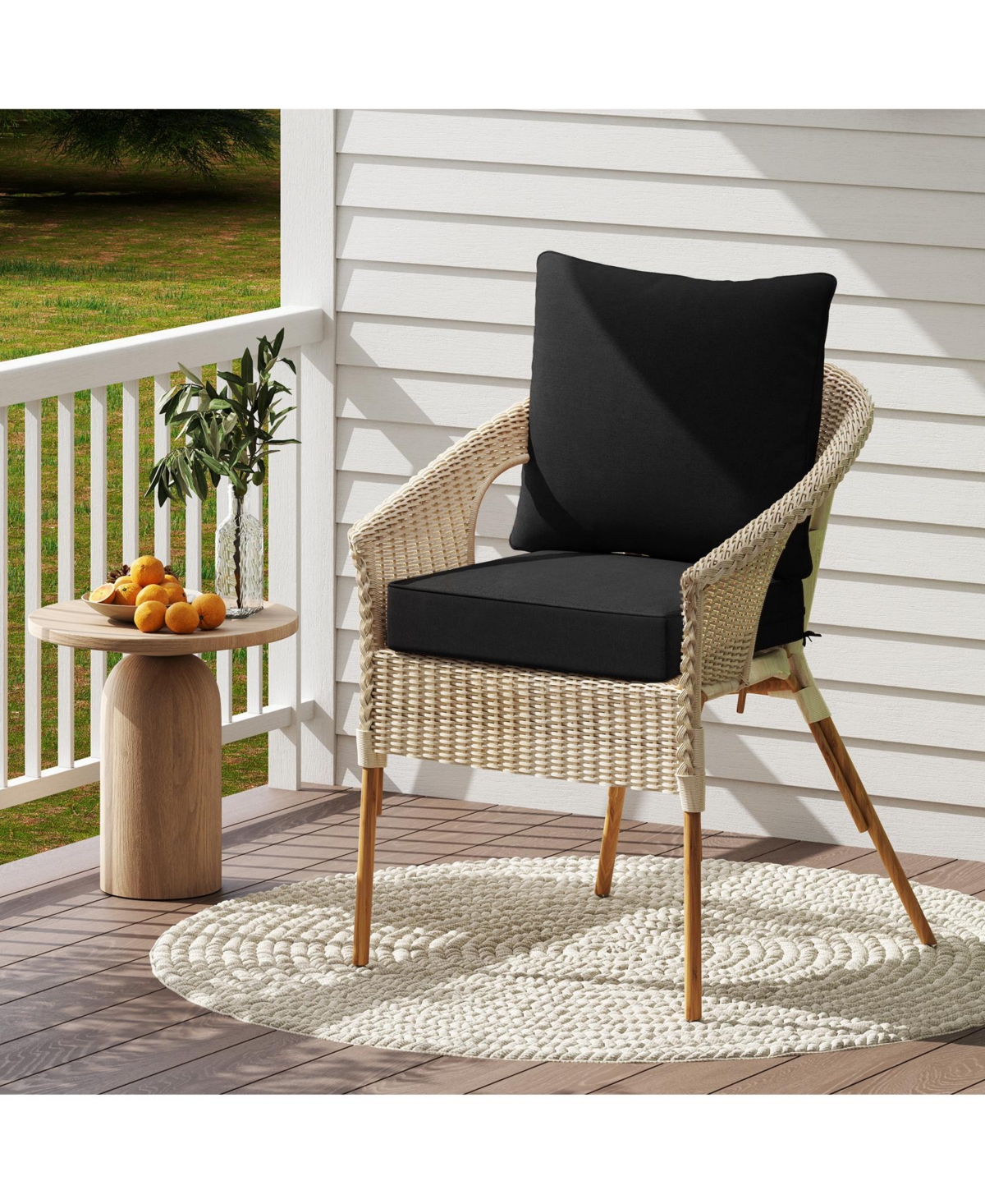 Gymax 2PCS Deep Seat Chair Cushion Pads Set Indoor/Outdoor w/ Rope Belts