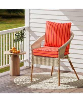 2PCS Deep Seat Chair Cushion Pads Set Indoor/Outdoor with Rope Belts