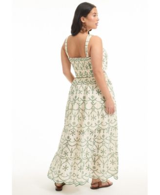 Women's June + Vie Eyelet Scalloped Hem Maxi Skirt