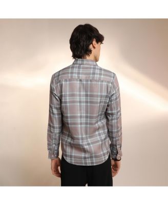 Men's Nude Pink & Cloud Grey Tartan Plaid Shirt