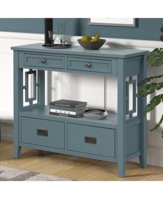 CASAINC 36" Cabinet Pine Wood Console Table with 4 Drawers & 1 Storage Shelf