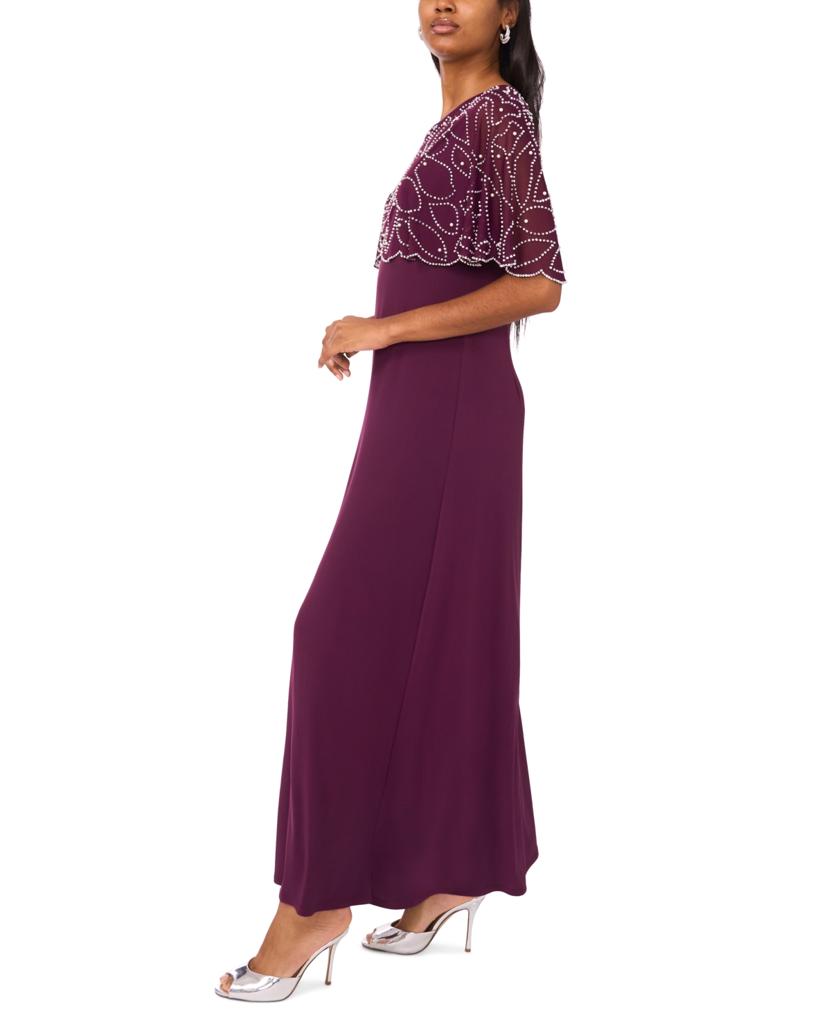 Msk Women's Combo Faraj Cape Maxi Dress In Purple