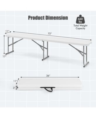 6 Feet Plastic Folding Picnic Camping Bench with Carrying Handle