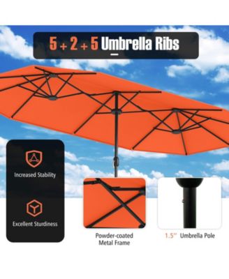 13 Feet Double-Sided Patio Twin Table Umbrella with Crank Handle