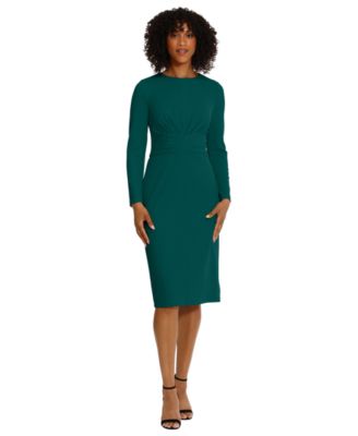 Maggy London - Women's Scuba-Crepe Gathered Midi Dress
