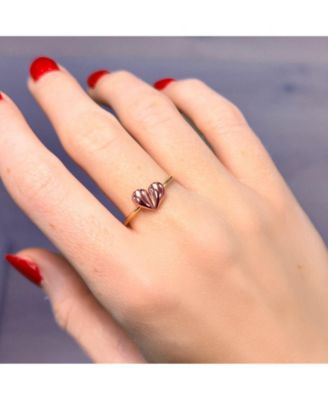 Asymmetrical Gold Heart Ring Two Tone 14K Gold